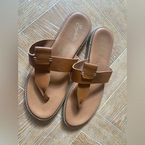 Seychelles Brown Leather Slip On Sandals Made in Italy Size 8
